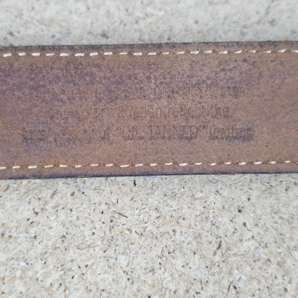 Vintage Brown Oil Tanned Leather Western boho Belt Turquoise Buckle‎ USA 36